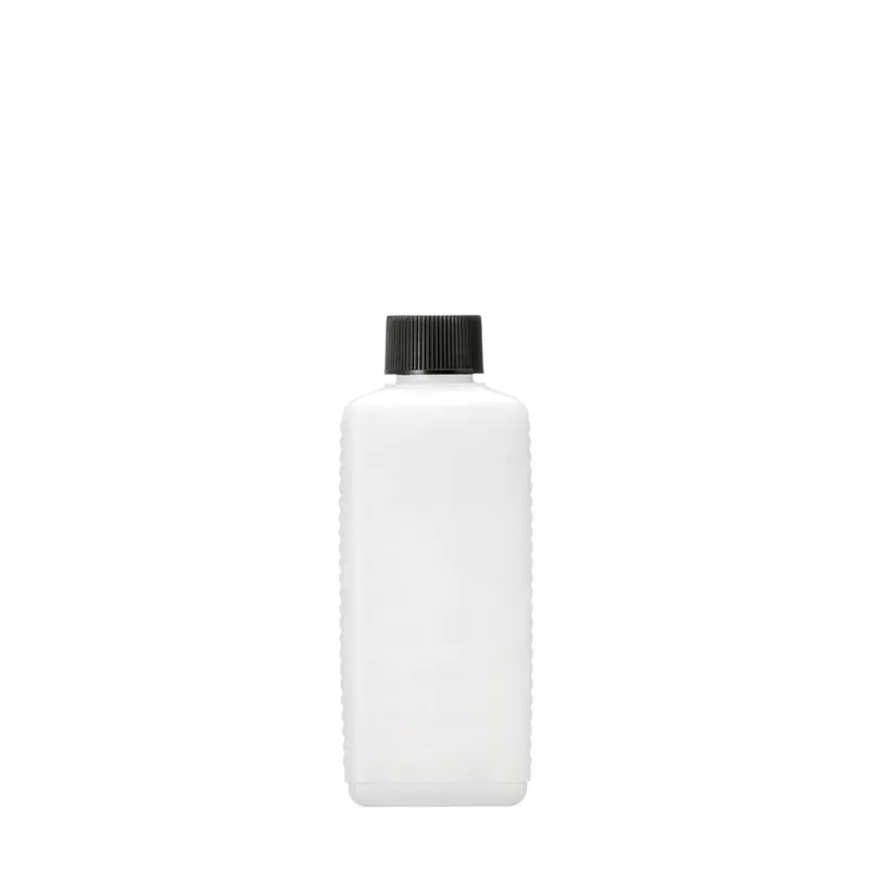 Vierkantflasche HD-PE, 250 ml natur kompl. mit Schraubverschluß schwarz 00434033