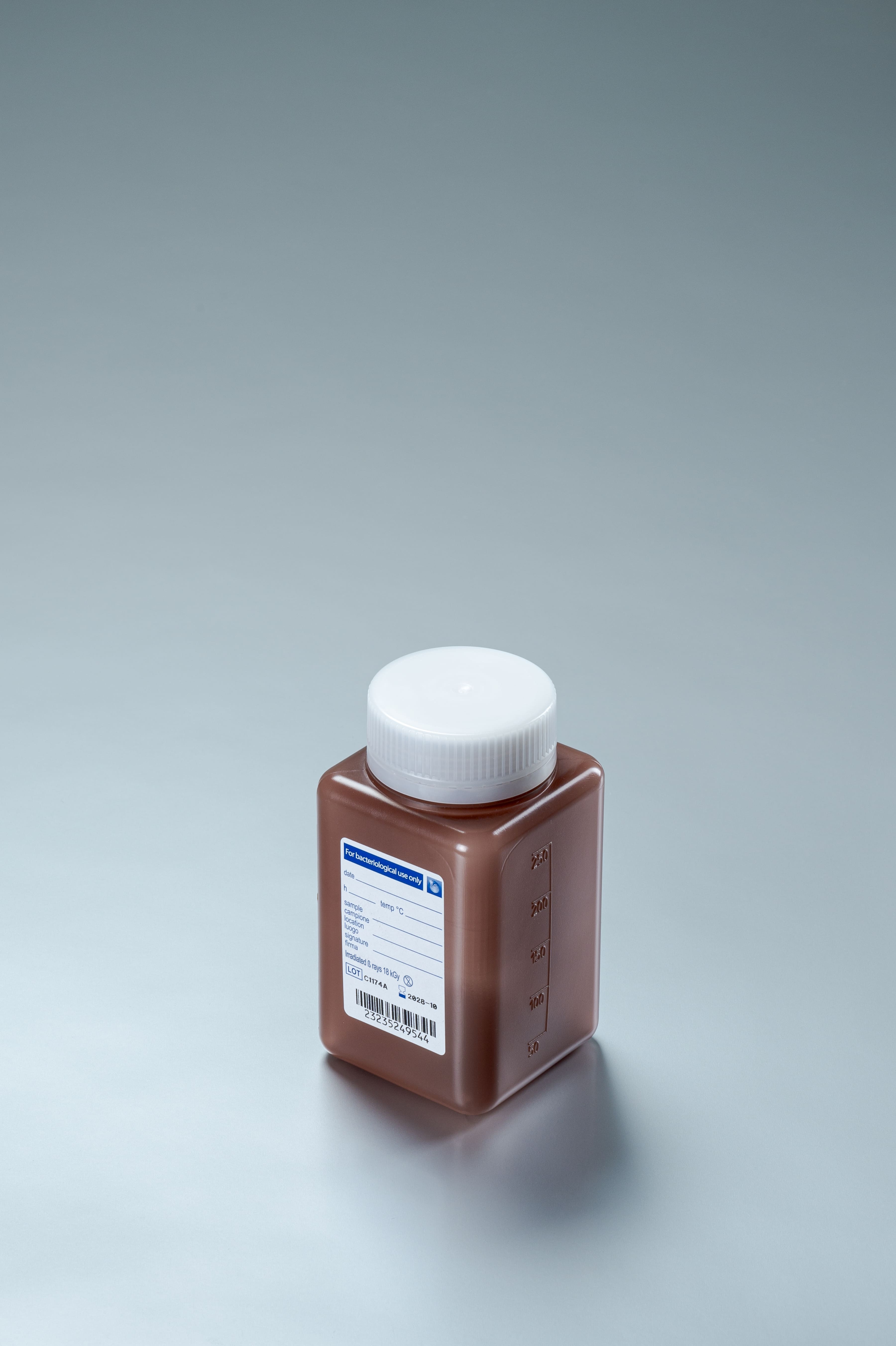 sterile Weithalsflasche, 250 ml, PP, braun, VE 216 St.