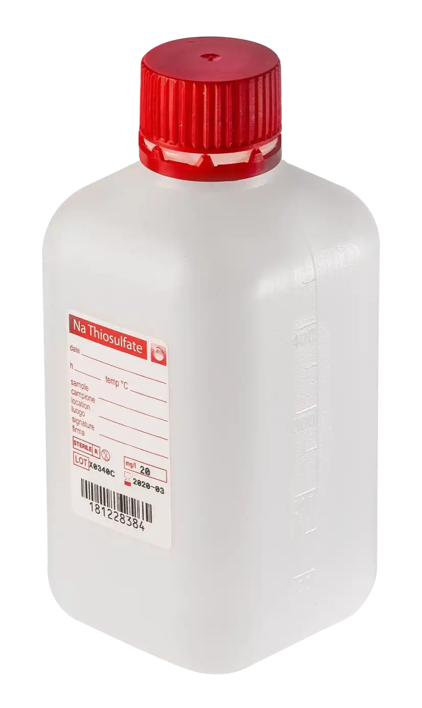 sterile Enghalsflasche mit 10 mg Natriumthiosulfat, 500 ml, HDPE, VE 120 St. 11295168