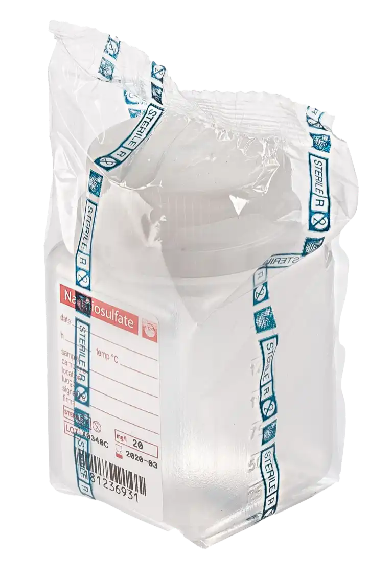 sterile Weithalsflasche mit 2,5 mg Natriumthiosulfat, 125 ml, PP, VE 320 St. 11299348