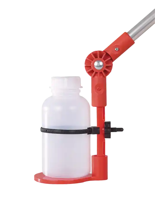 Flaschenhalter Aluminium, bzw. PP, für Flaschen bis 88 mm Ø,  inkl. Weithalsflasche 750ml LD-PE 11429006