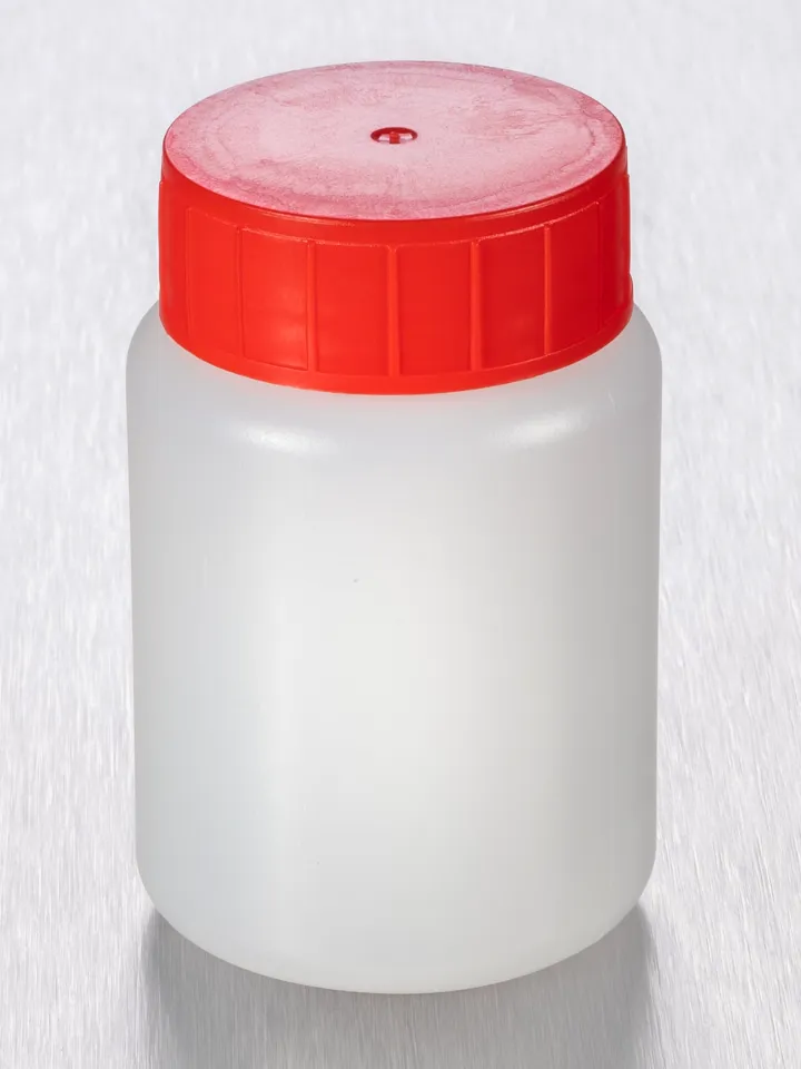 sterile Weithalsflasche, 100 ml, HDPE, VE 335 St. natur, rund, Schraubkappe mit Dichtung [LR100-12] 11441001